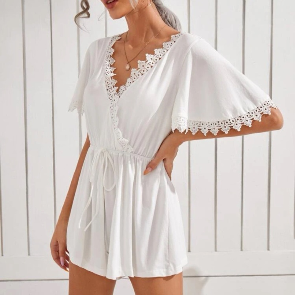 white boho romper